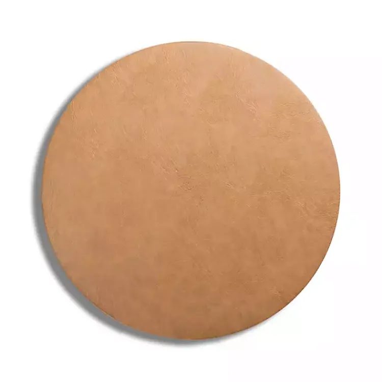 Kirklands Home Faux Leather Round Placemat Tan Hot