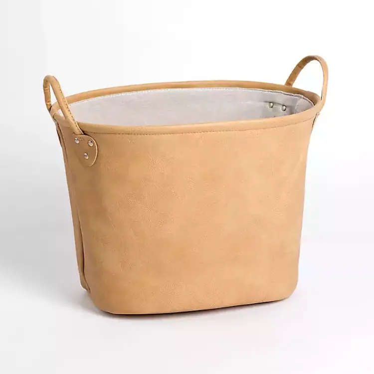 Baskets & Boxes>Kirklands Home Faux Leather Storage Bin Tan