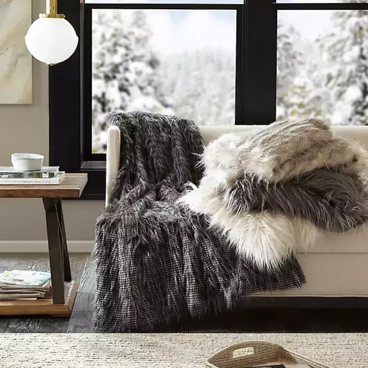 Blankets & Throws>Kirklands Home Faux Mink Fur Throw Tan