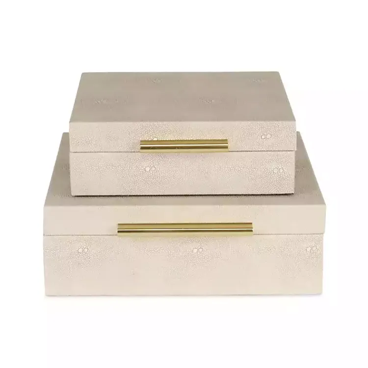 Baskets & Boxes>Kirklands Home Faux Shagreen 2-pc. Square Decorative Boxes Tan