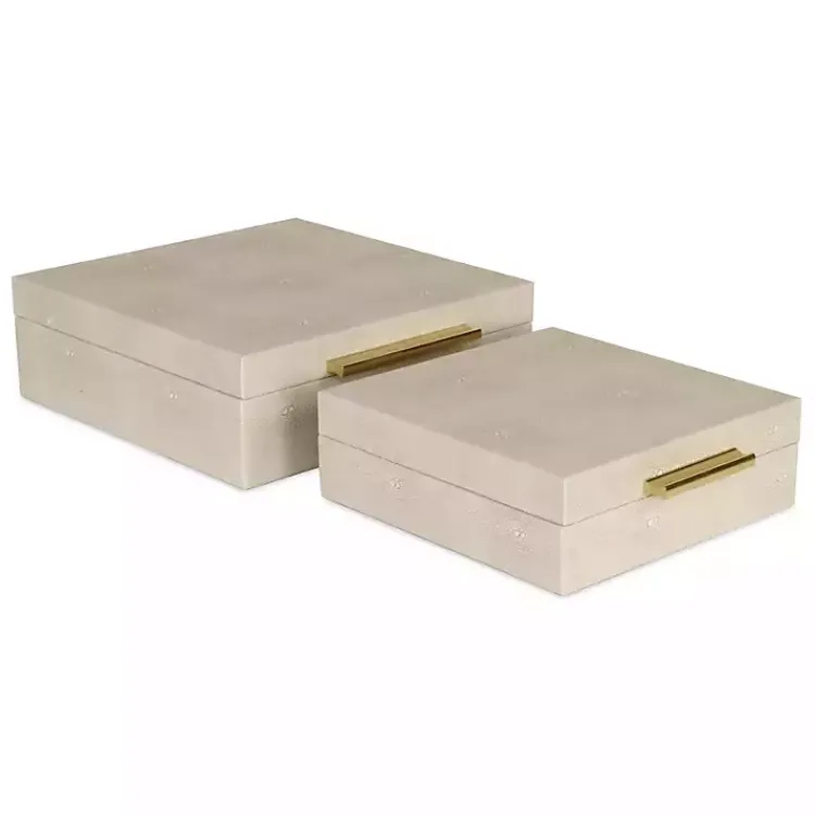 Baskets & Boxes>Kirklands Home Faux Shagreen 2-pc. Square Decorative Boxes Tan