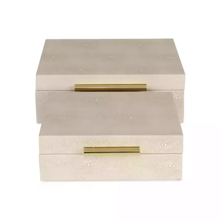 Baskets & Boxes>Kirklands Home Faux Shagreen 2-pc. Square Decorative Boxes Tan