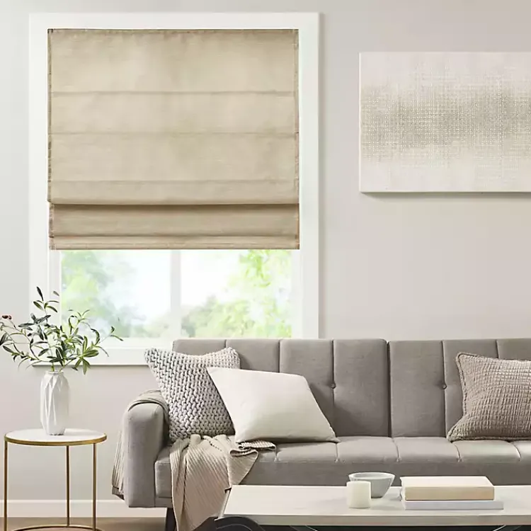Kirklands Home Faux Silk Room Darkening Roman Shade, 27 in. Tan Discount