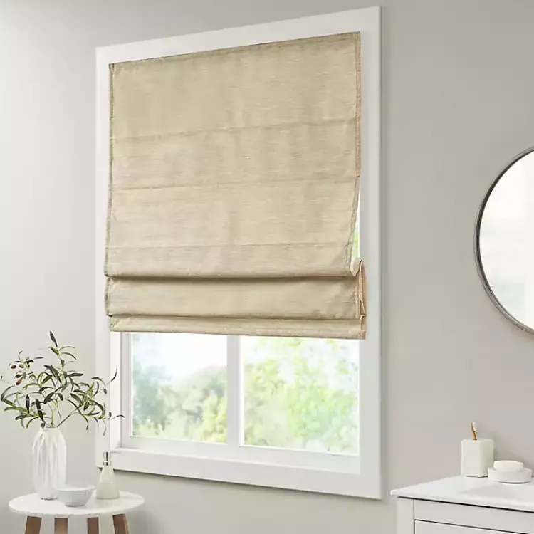 Kirklands Home Faux Silk Room Darkening Roman Shade, 27 in. Tan Discount