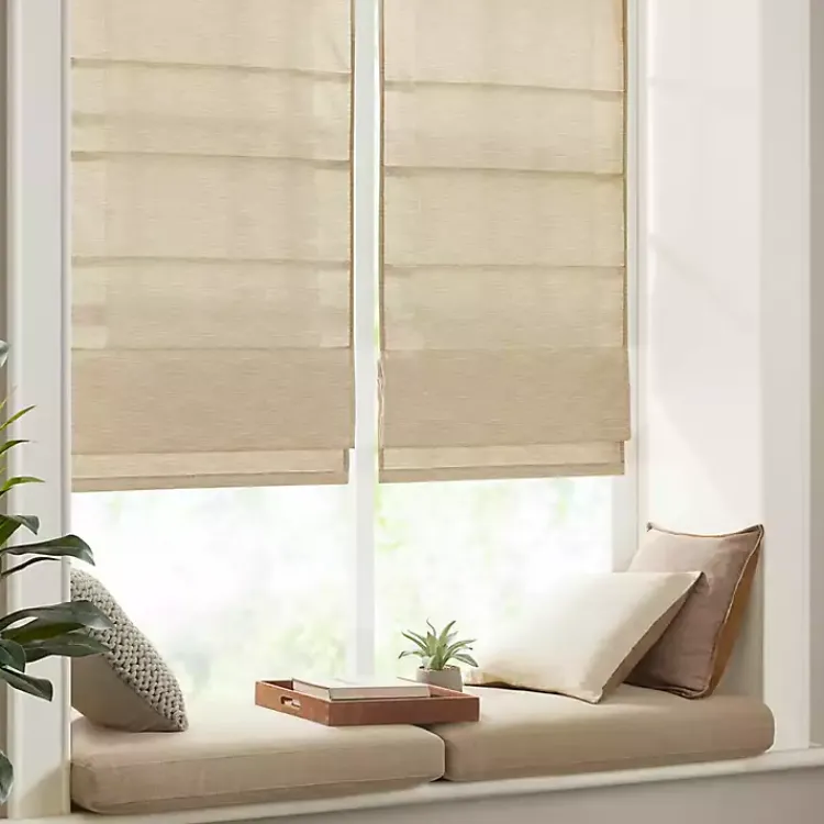 Kirklands Home Faux Silk Room Darkening Roman Shade, 27 in. Tan Discount