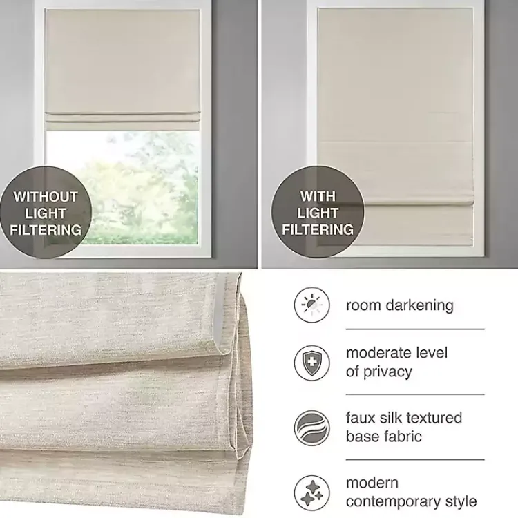Kirklands Home Faux Silk Room Darkening Roman Shade, 27 in. Tan Discount