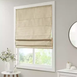 Kirklands Home Faux Silk Room Darkening Roman Shade, 33 in. Tan New