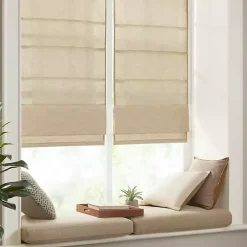 Kirklands Home Faux Silk Room Darkening Roman Shade, 33 in. Tan New