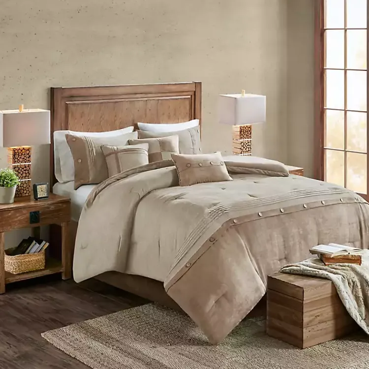 Kirklands Home Faux Suede 7-pc. King Comforter Set Tan Outlet