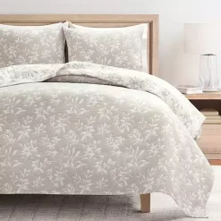 Kirklands Home Tan Floral Reversible 3-pc. King Quilt Set Discount