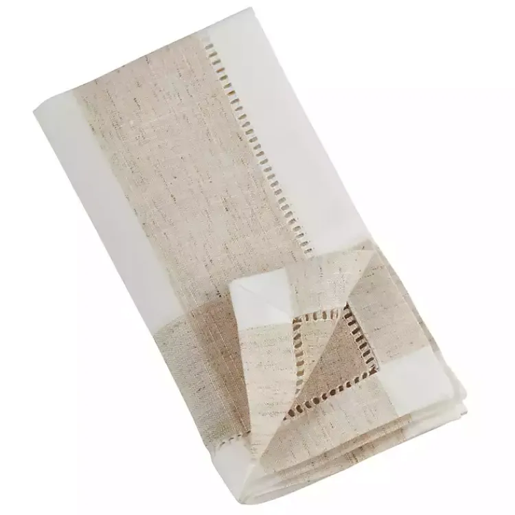Kirklands Home Tan Hemstitch Embroidered Lemon Napkins, Set of 4 Outlet