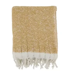 Blankets & Throws>Kirklands Home Herringbone Faux Mohair Throw Tan