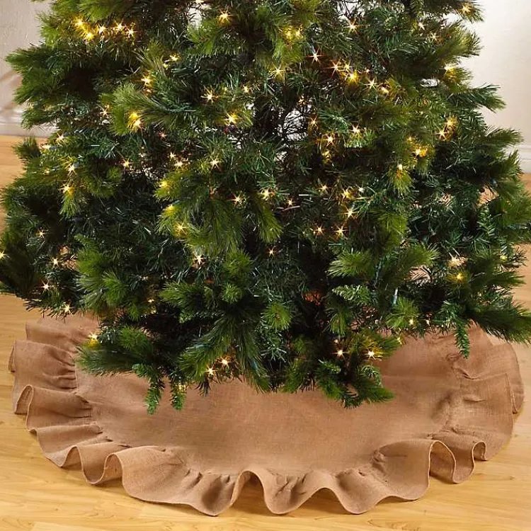 Christmas Tree Skirts & Collars>Kirklands Home Jute Ruffle Trim Christmas Tree Skirt, 53 in. Tan