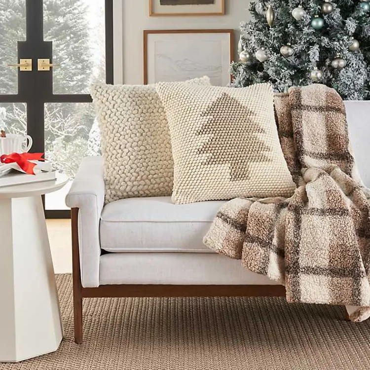 Christmas Pillows>Kirklands Home Tan Looped Christmas Tree Pillow
