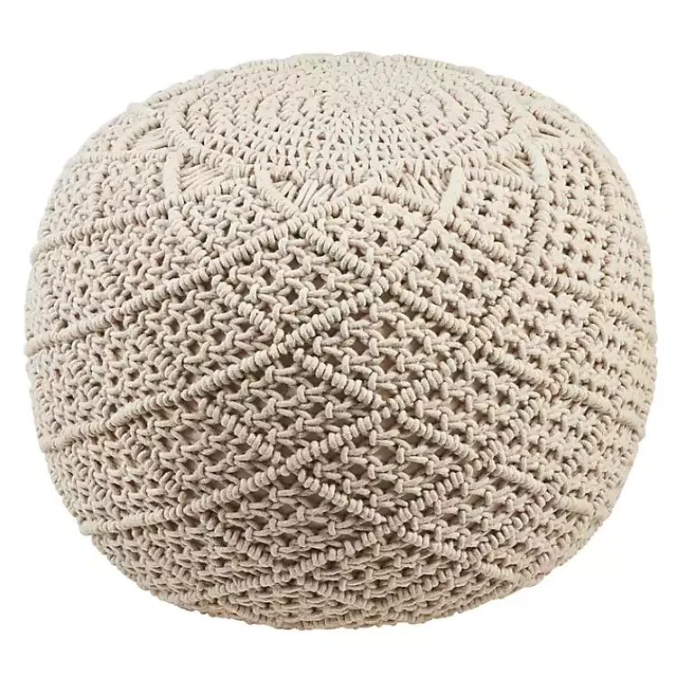 Poufs & Floor Cushions>Kirklands Home Macrame Cotton Pouf Tan