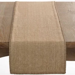 Kirklands Home Overcast Stitch Cotton Table Runner Tan Outlet