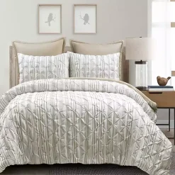 Kirklands Home Tan Pintuck Stripe Full/Queen 5-pc. Comforter Set New