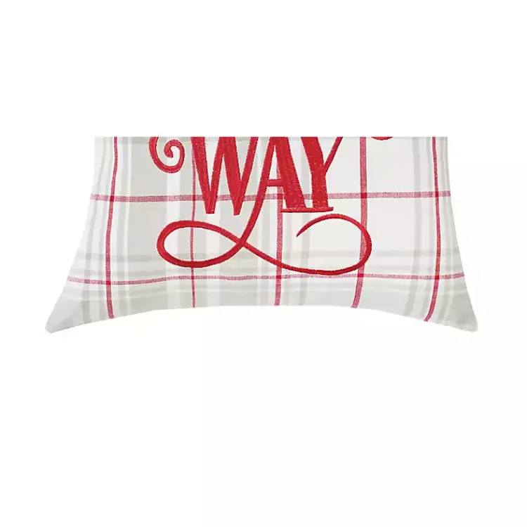 Christmas Pillows>Kirklands Home Tan Plaid Jingle All The Way Throw Pillow