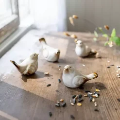 Statues & Figurines>Kirklands Home Porcelain Bird Figurines, Set of 4 Tan