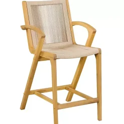 Kirklands Home Rope and Honey Wood Counter Stool Tan New