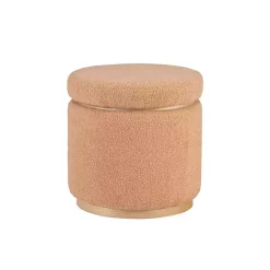 Kirklands Home Sherpa Upholstered Storage Ottoman Tan Outlet
