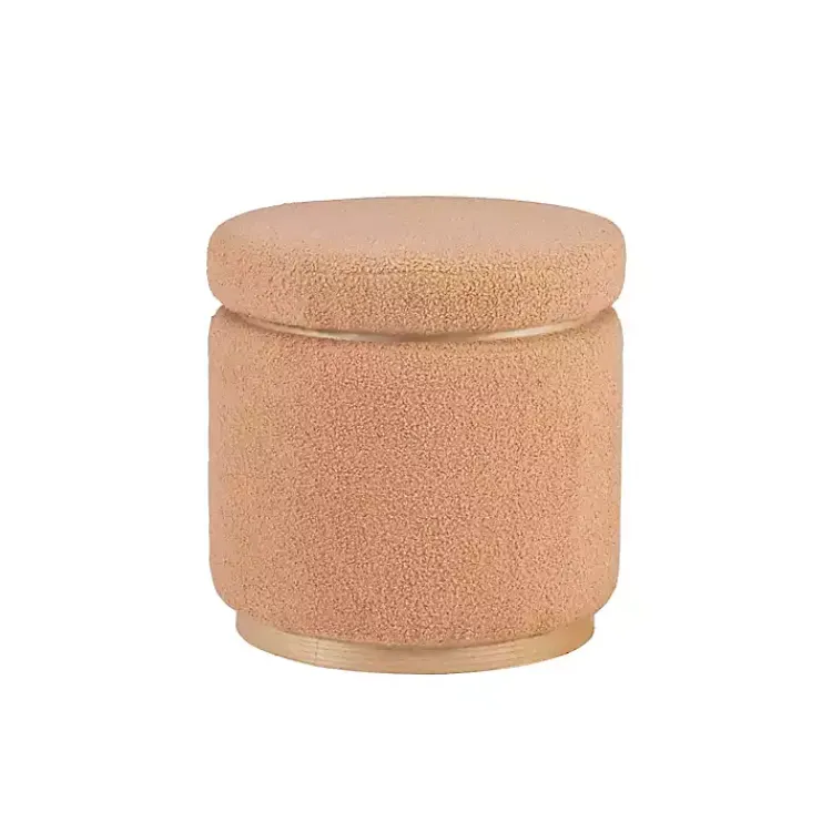 Kirklands Home Sherpa Upholstered Storage Ottoman Tan Outlet
