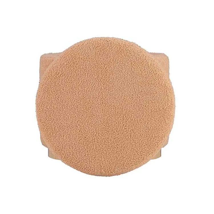 Kirklands Home Sherpa Upholstered Storage Ottoman Tan Outlet
