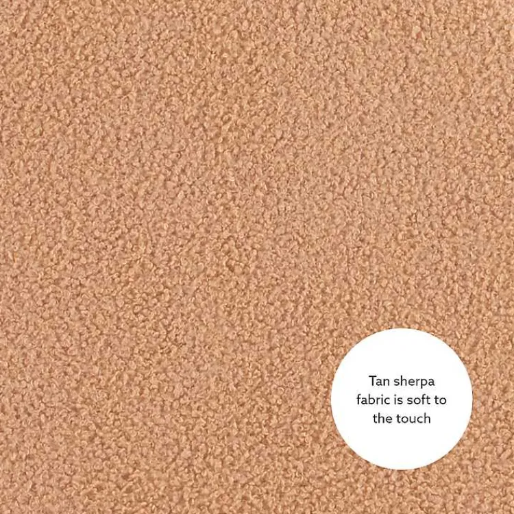 Kirklands Home Sherpa Upholstered Storage Ottoman Tan Outlet