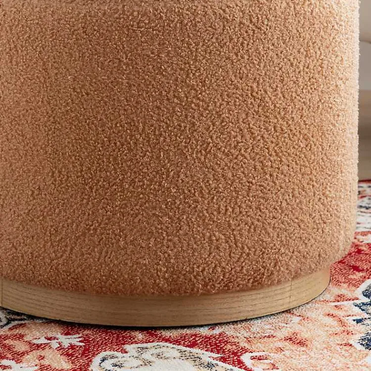 Kirklands Home Sherpa Upholstered Storage Ottoman Tan Outlet