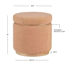 Kirklands Home Sherpa Upholstered Storage Ottoman Tan Outlet