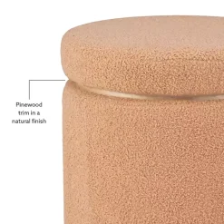 Kirklands Home Sherpa Upholstered Storage Ottoman Tan Outlet