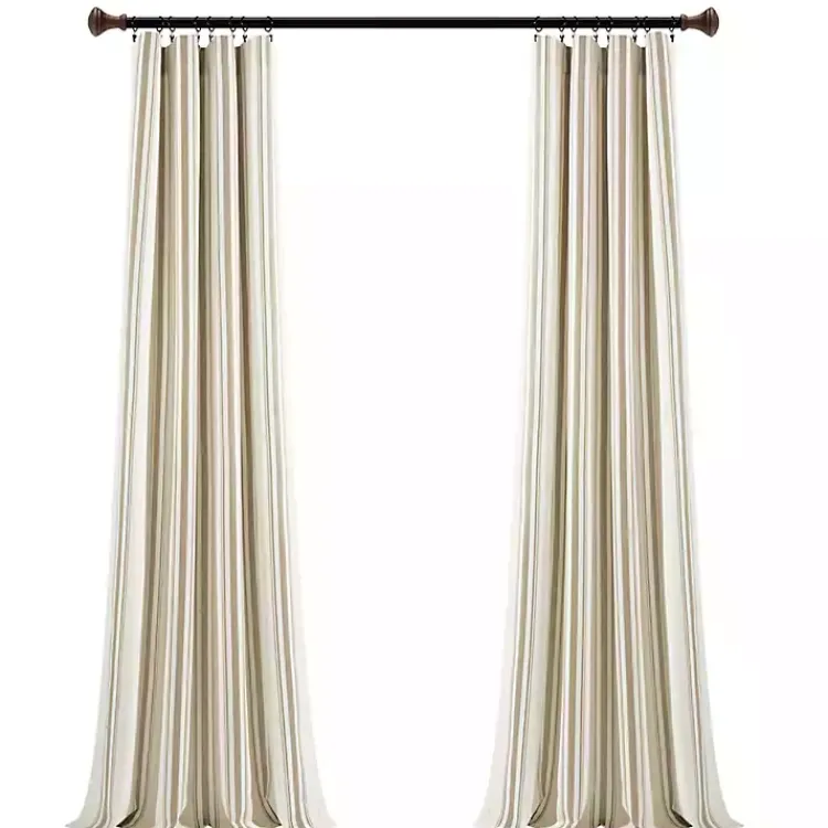 Kirklands Home Stripe Farmhouse Curtain Panel Set, 95 in. Tan Discount
