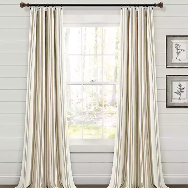 Kirklands Home Stripe Farmhouse Curtain Panel Set, 95 in. Tan Discount