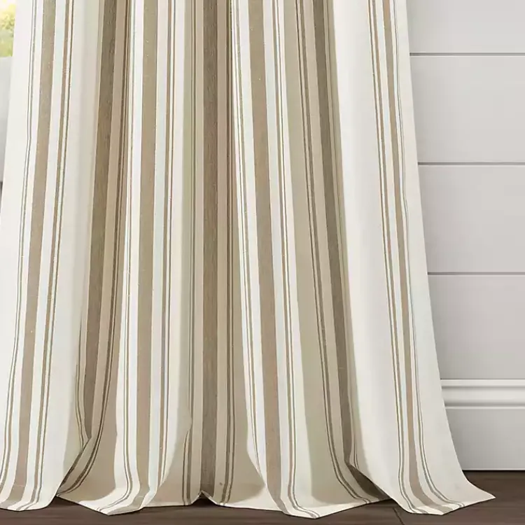 Kirklands Home Stripe Farmhouse Curtain Panel Set, 95 in. Tan Discount