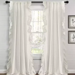 Kirklands Home Tan Stripe Ruffled Curtain Panel Set, 84 in.