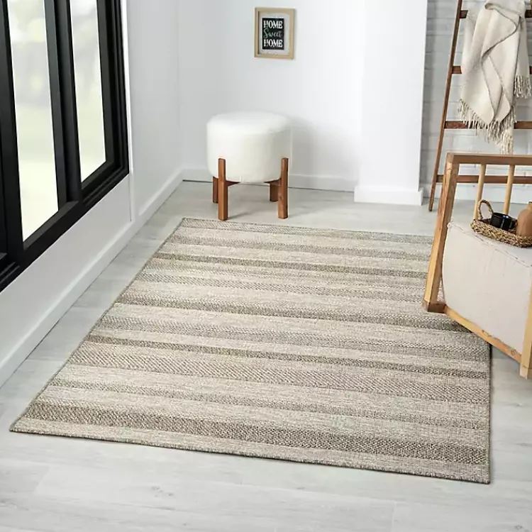 Kirklands Home Striped Indoor/Outdoor Area Rug, 5x7 Tan Hot