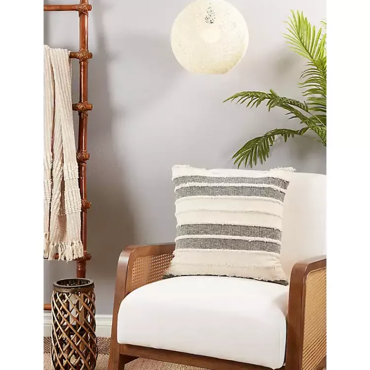 Pillows>Kirklands Home Tan Striped Tufted Throw Pillow