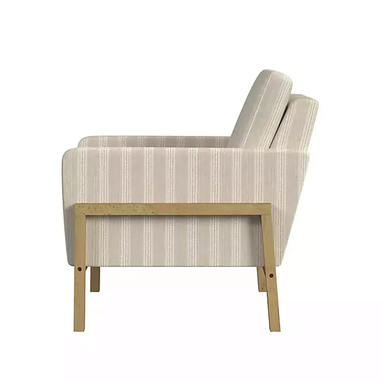 Kirklands Home Tan Striped Upholstered Wood Frame Armchair Outlet