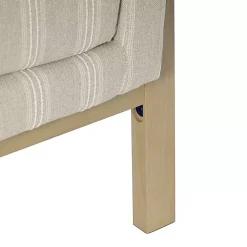 Kirklands Home Tan Striped Upholstered Wood Frame Armchair Outlet