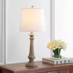 Kirklands Home Tan Tapered Column Rhett Table Lamp White New