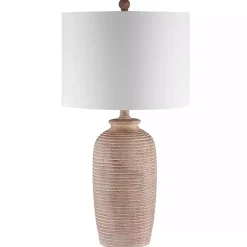 Kirklands Home Tan Textured Kensin Table Lamp White Hot