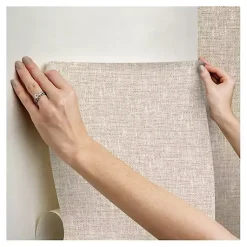 Kirklands Home Textured Poplin Peel & Stick Wallpaper Tan Outlet