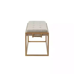 Kirklands Home Tufted Bronze Metal Bench Tan