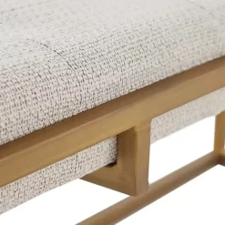 Kirklands Home Tufted Bronze Metal Bench Tan