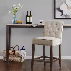 Kirklands Home Tufted Upholstered Wood Counter Stool Tan Discount