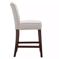 Kirklands Home Tufted Upholstered Wood Counter Stool Tan Discount