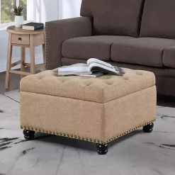 Kirklands Home Upholstered Ava Coffee Table Ottoman Tan Online