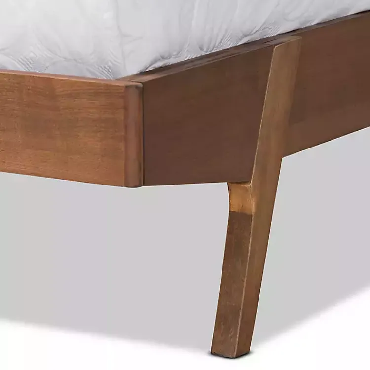 Kirklands Home Tan Upholstered Brown Wood Full Platform Bed Sale