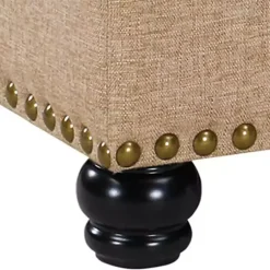 Kirklands Home Upholstered Carey Storage Ottoman Bench Tan New