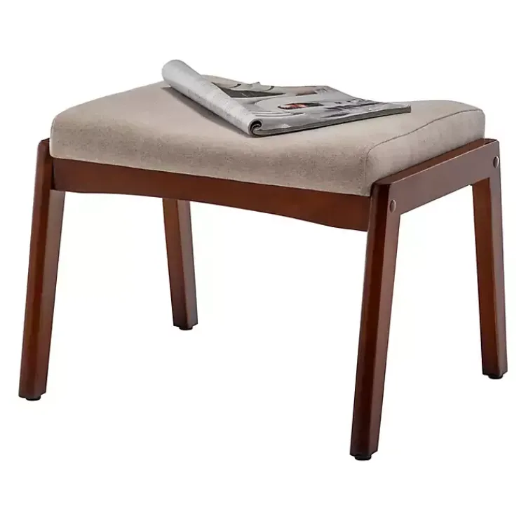 Kirklands Home Upholstered Natasha Ottoman Stool Tan Sale